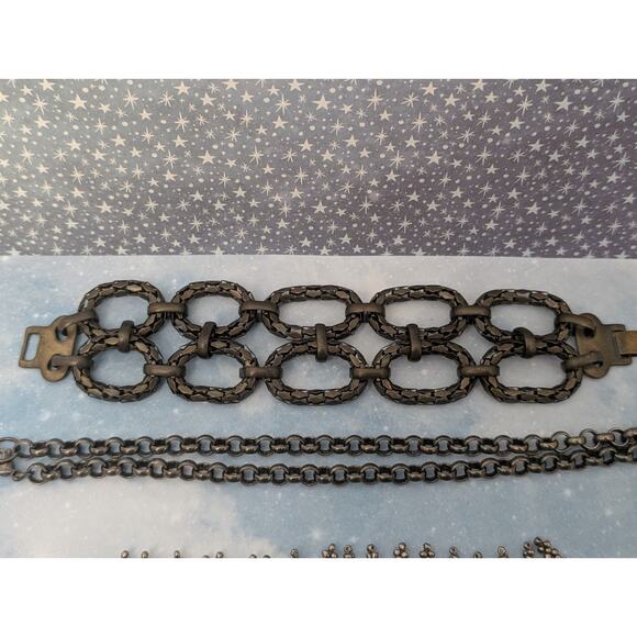 Boho Charm Bracelet Lot 5 Rhinestone Chain Turquoise Blue Women Jewelry - Picture 2 of 7